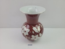 Große Porzellanvase Spechtsbrunn handgemalt braun weiß gold H=28cm #255230