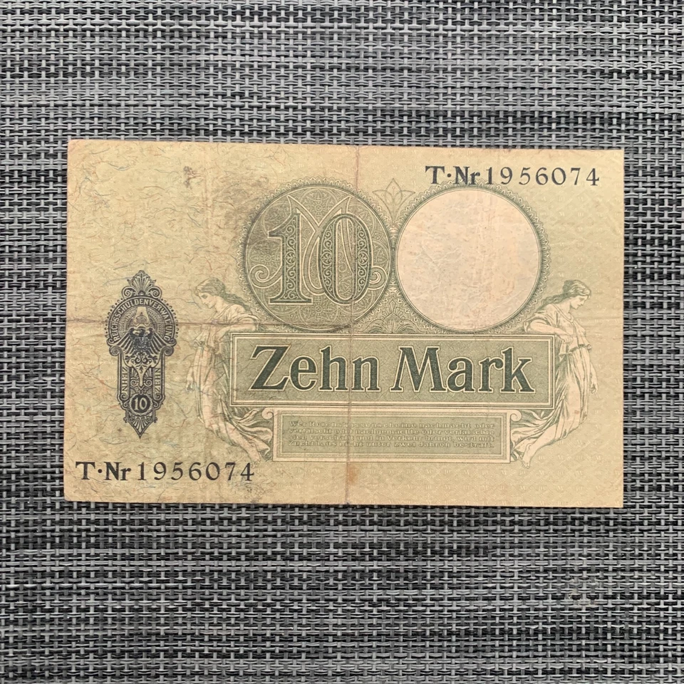 Germany Currency 1906 Deutschland 10 Mark Banknote Kaiserreich Berlin Allegorie - Image 3 of 4