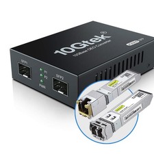 10GbE SFP+ Media Converter, Fiber to 10G Copper UTP Ethernet Media Converter,...