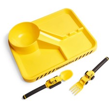 Dining Set for - 3 Piece Construction Themed Utensils  Plates - Forks and Sp...