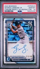 2024 Bowman Chrome 1st Refractor George Lombard Jr Yankees RC Auto /499 PSA 10