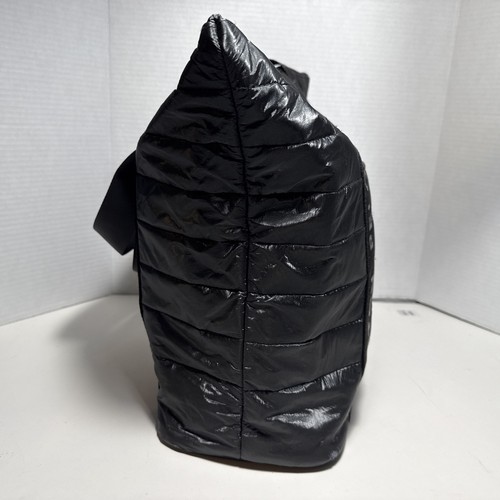 Peloton Schultertasche schwarz gesteppt Stoff Reißverschluss oben 18” x 13” - Bild 5 von 8
