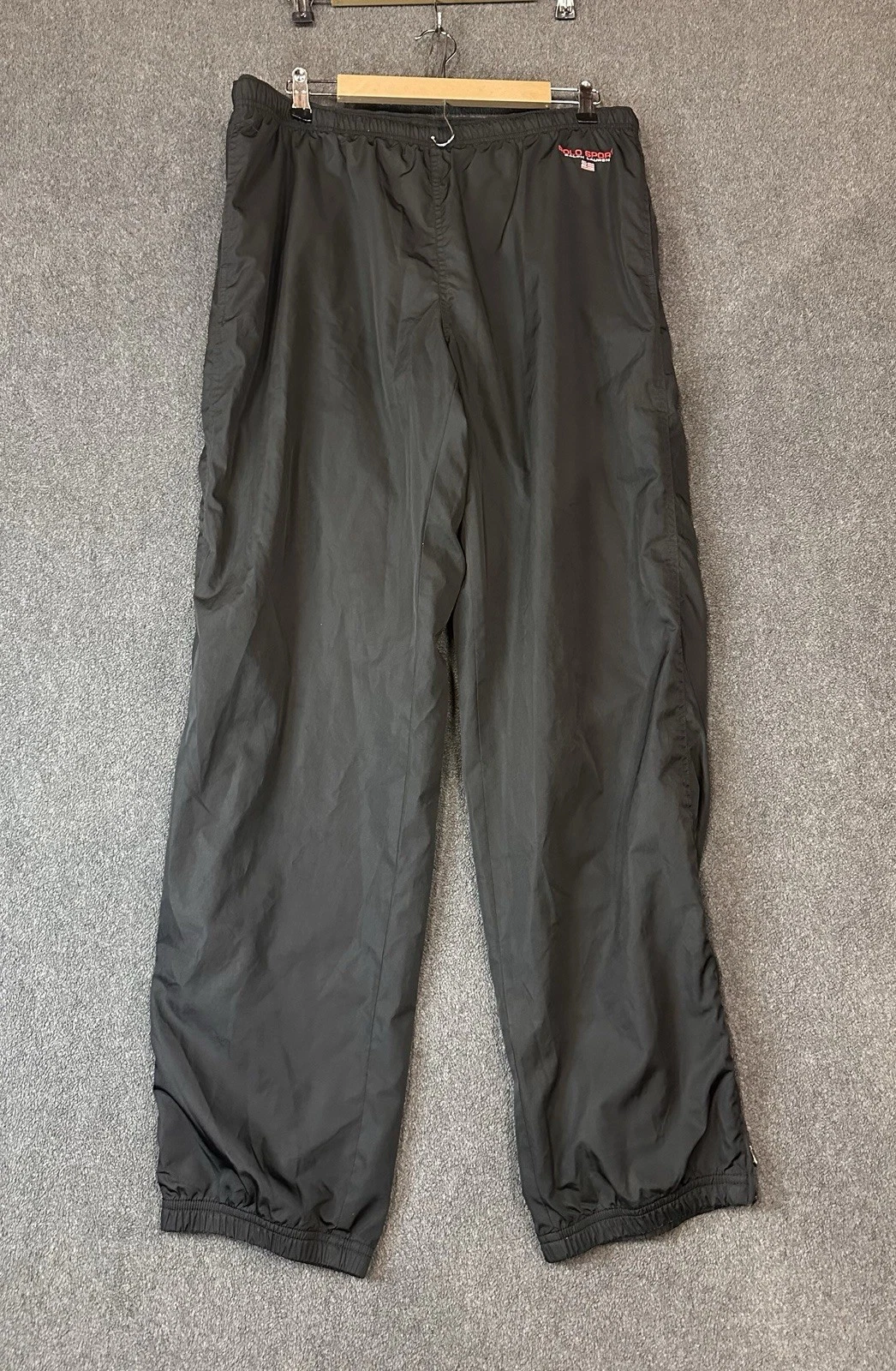 Polo Sport Ralph Lauren Track Pants Zippered Hems Mens XL Black VTG 90s