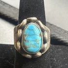 VTG Signed “MC” Native American Navajo Sterling Silver Turquoise Ring Sz 7.75
