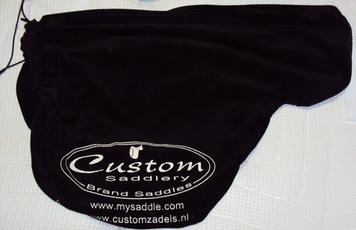 CUSTOM SADDLERY English Saddle Cover - BLack, White Logo - NICE