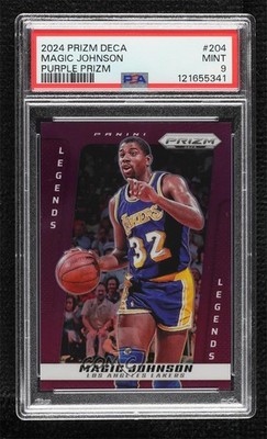 2024-25 Panini Prizm Deca Legends Purple 15/99 Magic Johnson PSA 9 MINT HOF 2l4