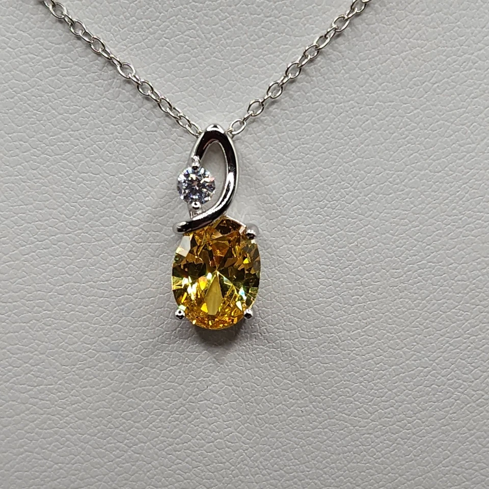 925全新纯银吊坠和耳环套装黄玉和CZ — 第 2/4 张图片