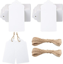 100 Pcs White Kraft Paper Blank Tags with String Wedding Favor Hang Tags with 66