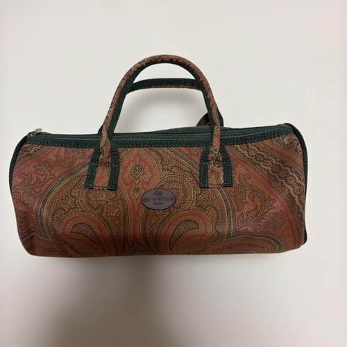 Etro Boston Bag Red Solid Womens Japan Used