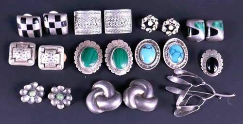Lot (20) Sterling Silver Marked Earrings Rings Mixed Turquoise Vintage Jewelry