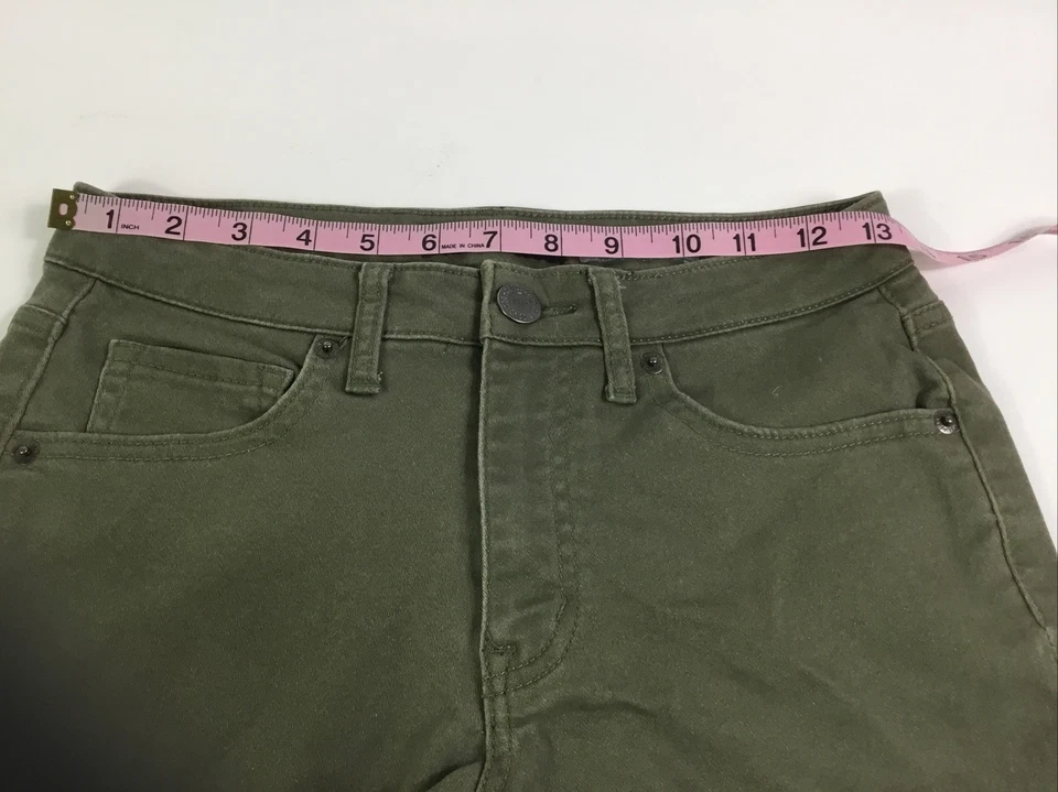 Aeropostale Botín Pantalones Cortos Mujer Talla 4 Elástico Midi Puño Caqui Verde Cintura 26 Foto 4 de 4