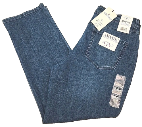 Gloria Vanderbilt Amanda Jeans Stretch Blue Size 16 Short Medium Wash Pant NEW