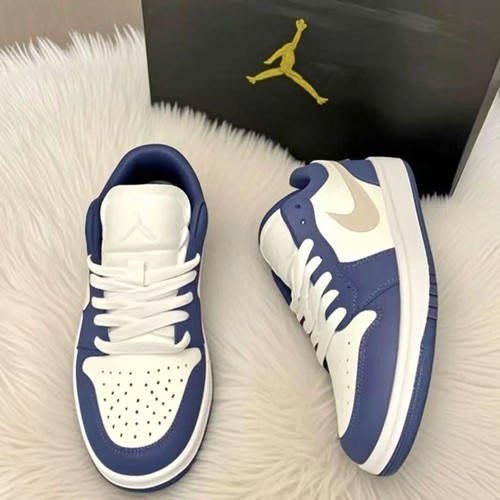 Nike Air Jordan 1 Low "White/Blue" Men's Retro Sneakers-AJ1 Low OG Style - Picture 2 of 6