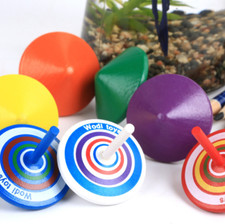 Wooden small gyroscope, 5 Pcs/set Handmade Painted Wood Spinning Tops