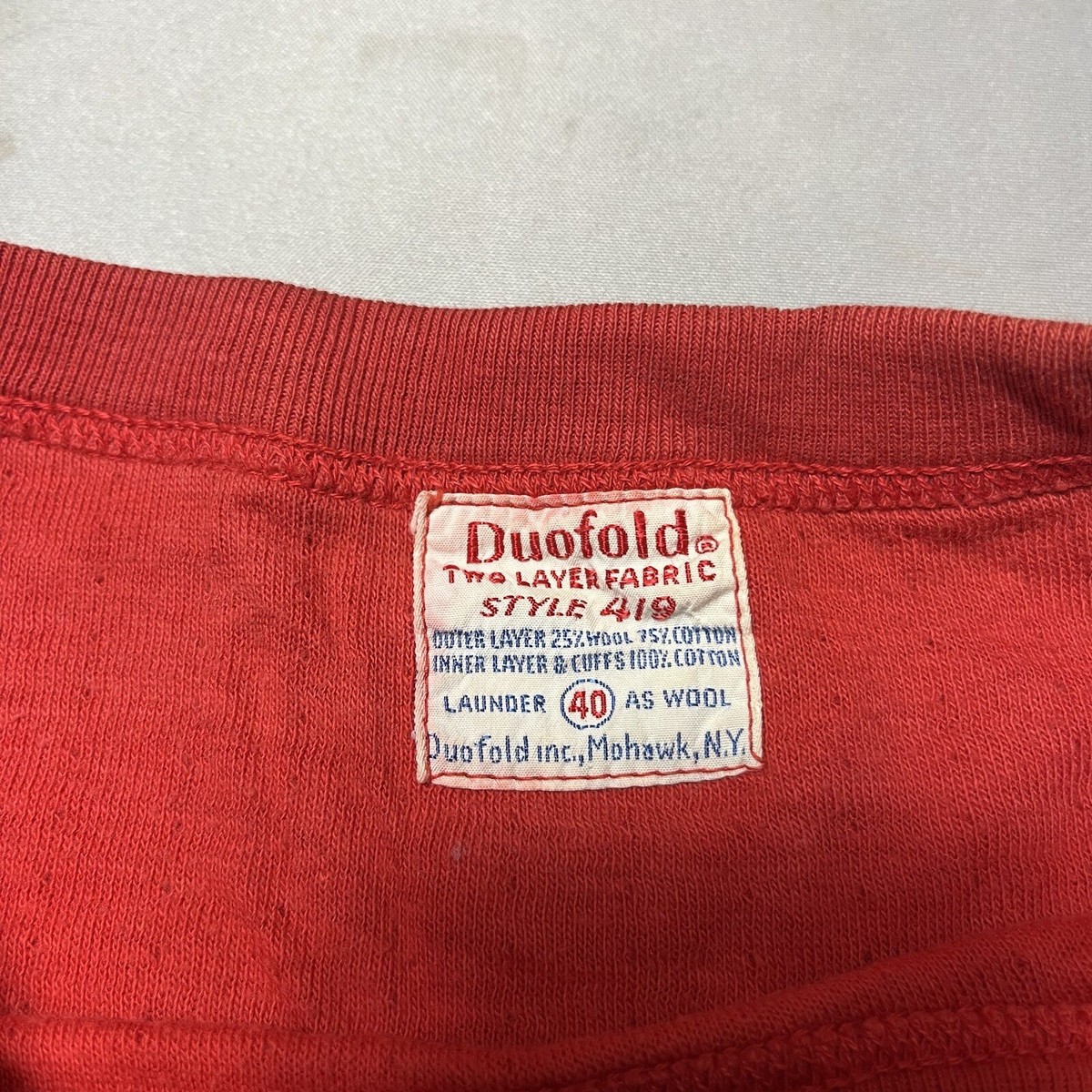 VINTAGE - ▪️50’s【DUOFOLD】LONG SLEEVE Vintage 50s 60s Duofold Thermal Shirt Sweatshirt Size 40