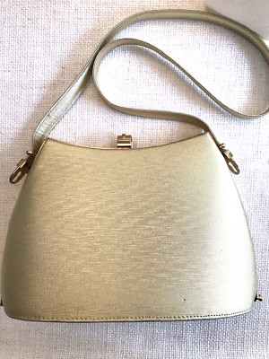 Vintage Gold Hardshell Purse Adjustable Strap Snap-Clasp EUC Retro RARE