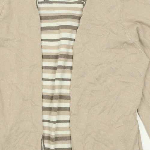 Womens Beige Crew Neck Striped Linen Blend Jumper Size 16 - Picture 10 of 12