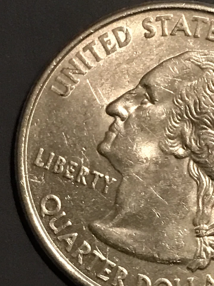2001-P North Carolina US Quarter *AU* Struck Off-Centered Doubled Misaligned - Image 3 of 4