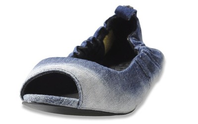 Diesel Tippy Peep Open Toe Ballet Ballerina Flat Shoe Indigo/Silver 5 NIB $110