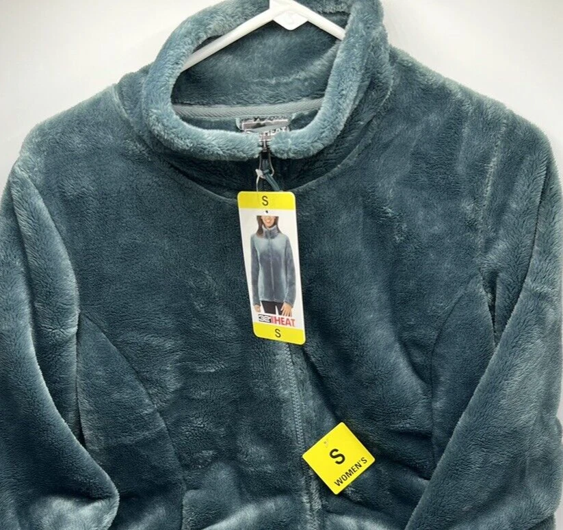 Chaqueta de felpa para mujer talla pequeña 32 grados calor suave y acogedora color: verde humo