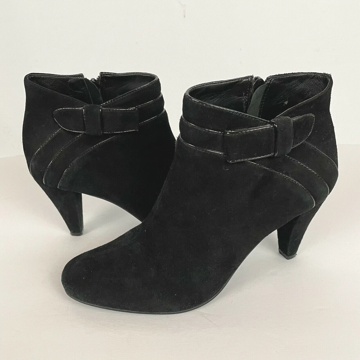 Black suedette cone heel shoe boots sales