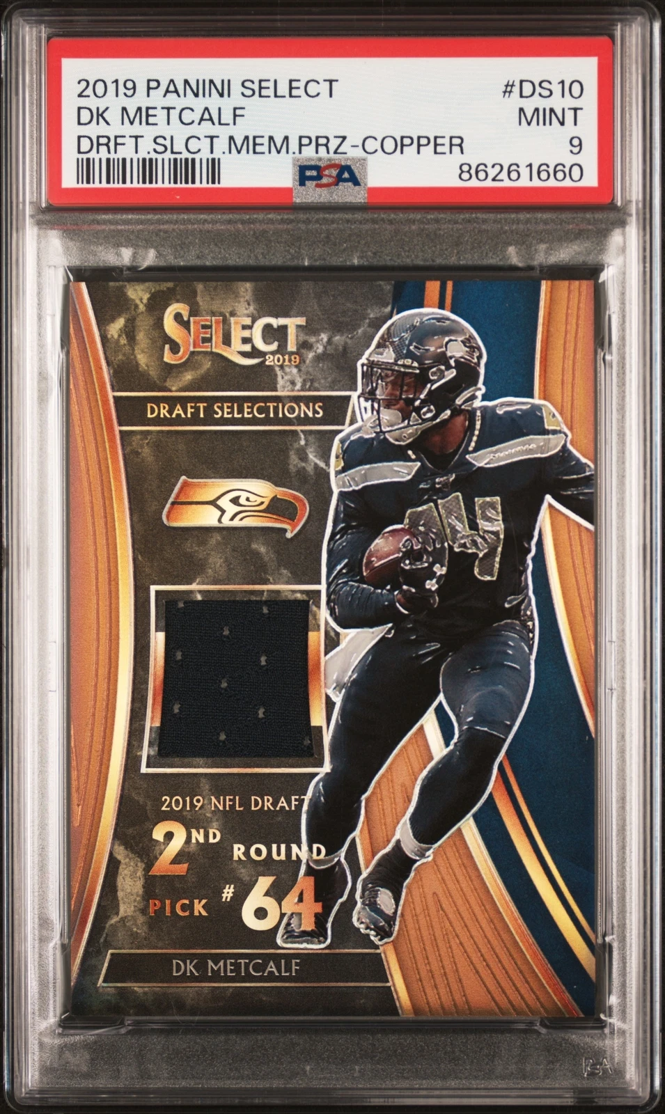 DK Metcalf Panini Select Draft Selections Memorabilia Prizm #DS10 Copper