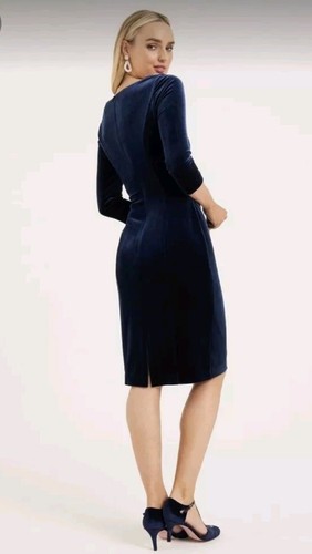 Review Navy Jewel Blue Soft Velvet Dress Sash Waist Tie 14 Cocktail Formal VGUC - Picture 2 of 8