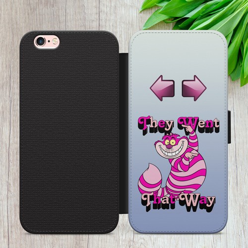 CHESHIRE CAT FLIP CASE FOR IPHONE SAMSUNG GOOGLE ALICE IN WONDERLAND WALLET GIFT - Picture 16 of 36
