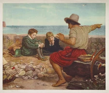 JOHN EVERETT MILLAIS XRare Antique c1920s Lrg Collotype THE BOYHOOD OF RALEIGH