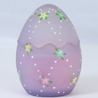 Easter Egg Candle Holder Votive Hand Painted Satin Frost Lavender  3.5''H x 2.6''