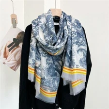 Pure 300s Cashmere Scarf Wrap Shawl Jungle Print Thin Soft Delicate 78" * 39"