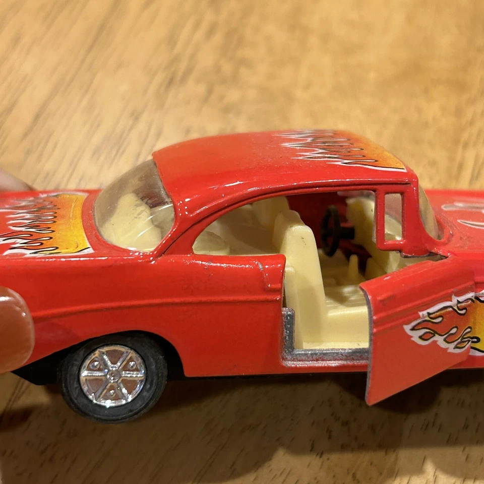 Chevy Chevrolet SS407 1956 retroceso diecast metal Hot Rod modelo coche rojo Foto 4 de 4