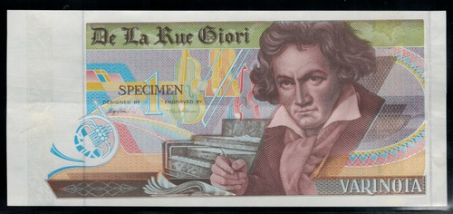 Test Note De La Rue Giori - Beethoven Varinota with round DLR Holoram Specimen 2 - Picture 4 of 4