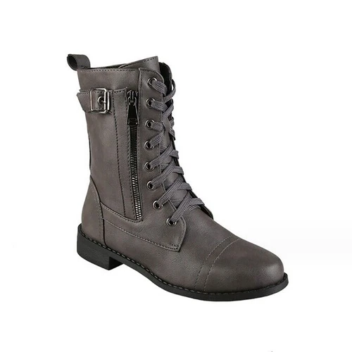 Damen Stiefeletten Schnürstiefeletten Schnürer Runde-toe Zipper Schuhe Casual - Bild 15 von 19