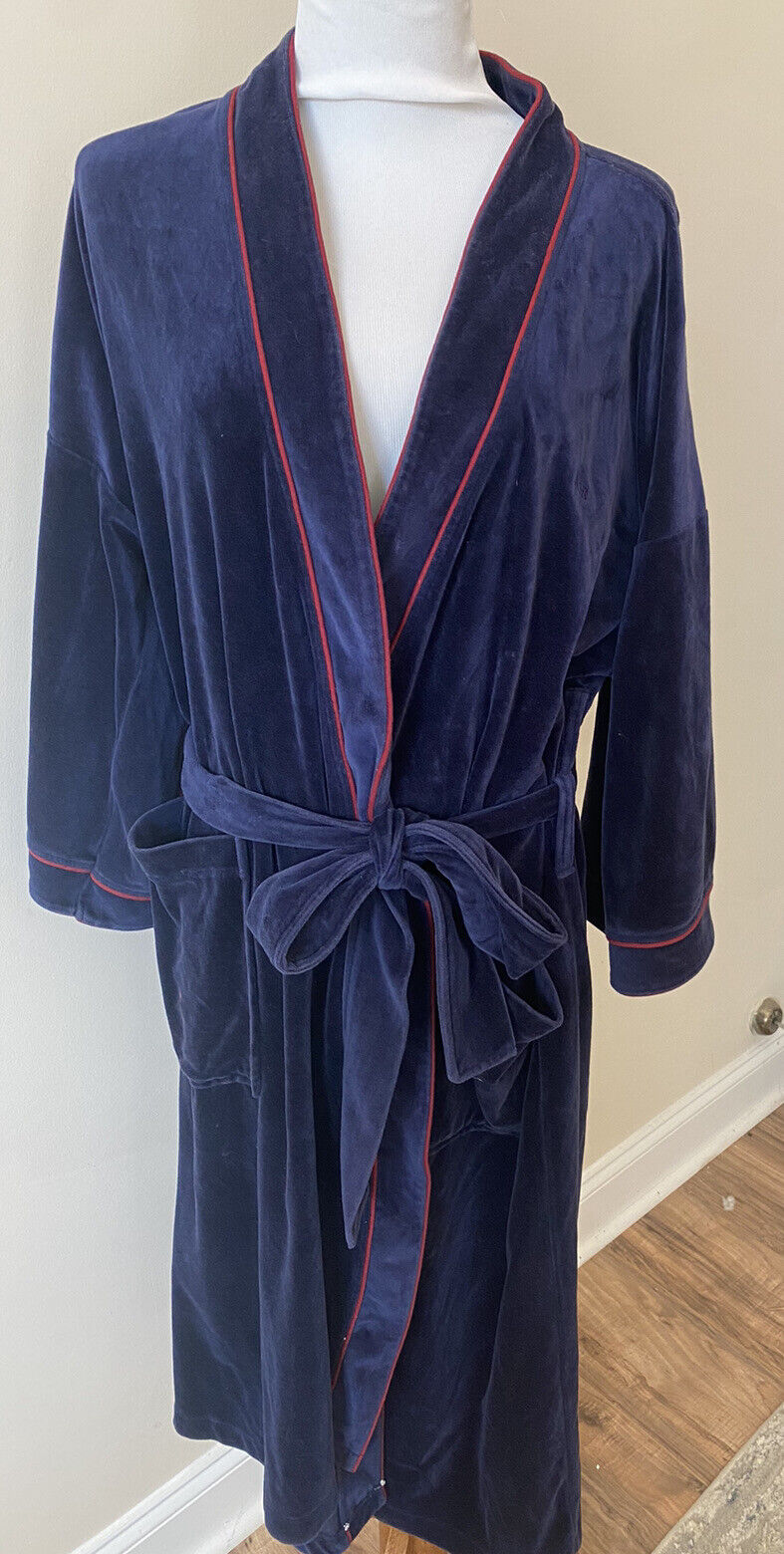 Vintage Christian Dior Velour Blue Red Bathrobe Mens … Gem