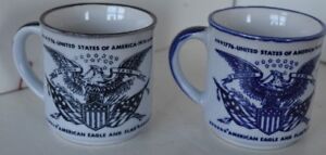 Vintage-1776-1976-United-States-of-America-Eagle-Lot-of-2-Cup-Mug