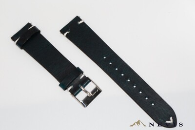  NEVIS Classic Leather Simple Watch Strap - 20mm - The Haggis - Galloway Green