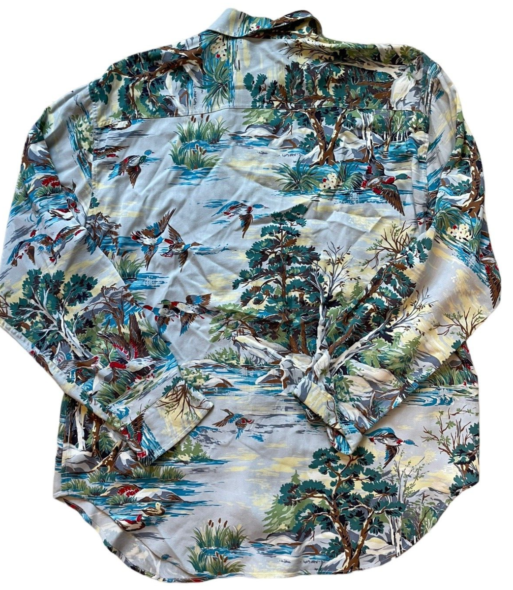 RARE Vintage Polo Ralph Lauren Duck Hunting Scene Print Shirt