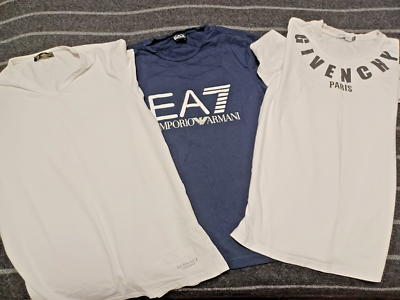 LOT OF4 DESIGNERS WHITE T-SHIRTS/ VERSACE SIZE 5/ GIVENCHY XXL 
