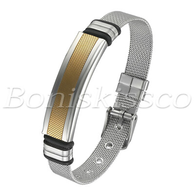 Men's Women's Couples Gift Stainless Steel Adjustable Wristband Bangle Bracelet