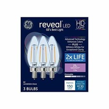 GE Reveal 25-Watt EQ Color-Enhancing Dimmable Candle Light Bulb 3-Pack