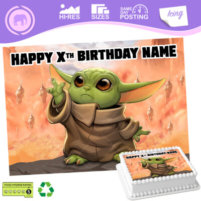 Baby Yoda Tortenaufleger Star Wars personalisierte Dekoration Rechteck Gr. inkl. Costco