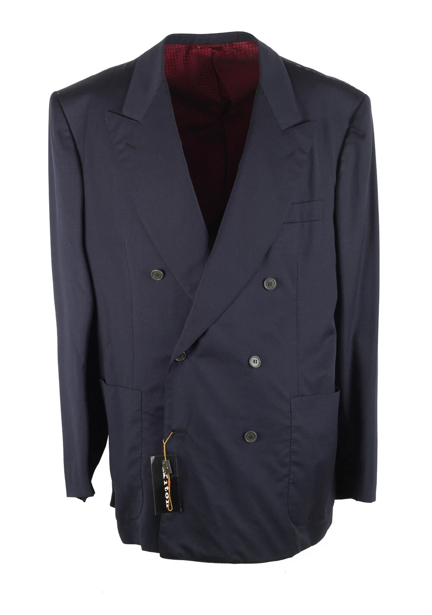 New Kiton Blue Double Breasted Sport Coat Size 56 46R U.S