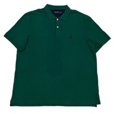 Nautica Classic Short Sleeve Polo Golf Shirt Men  s Size XL Dark Green 2 Button