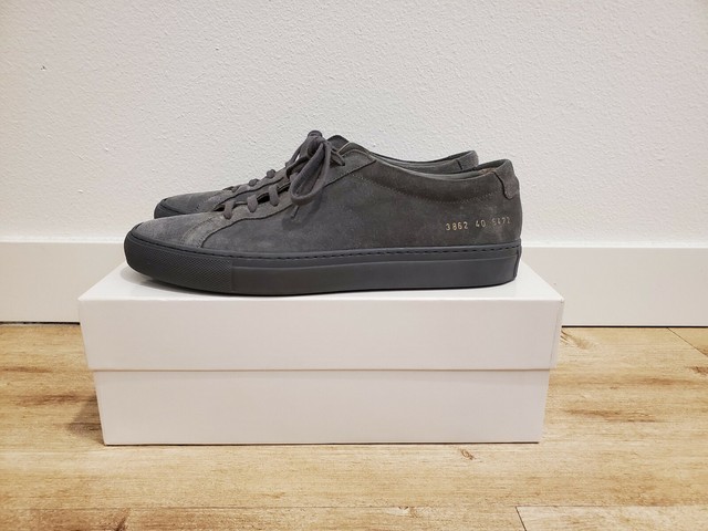 common projects dark grey suede