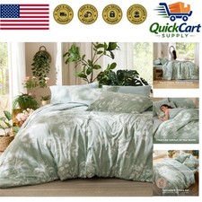 Artistic Sage Green Floral Comforter Set - 7-Piece California King Bed in a Bag