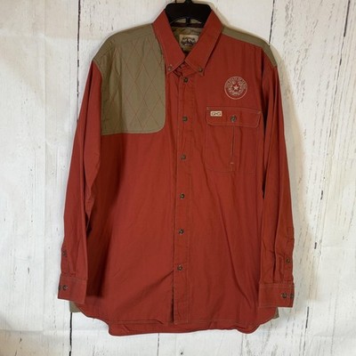 GameGuard Shirt Mens Large Relaxed Orange Long Sleeve Button Texas Embroidered