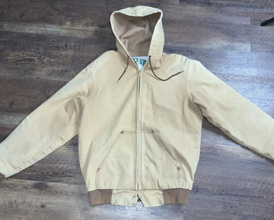 #ad VTG USA Key Imperial Medium Tall Jacket Canvas Chore Work Thermal Lined Hood $45.00