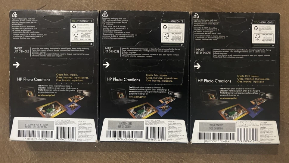 x3 HP Advanced Photo Paper, 300 Total Sheets, White Glossy, Inkjet 4x6 in, 100 - Image 3 of 3