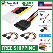 18AWG Braided 4 Pin IDE Molex to Dual 15 Pin SATA Power Adapter - 20cm, 2 Pack